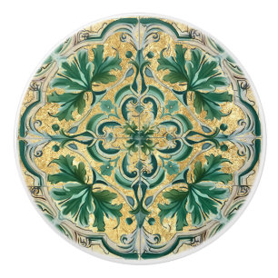 Bouton De Porte En Céramique Carrelage Talavera Azulejo Tan Vert