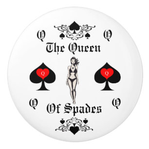 Bouton De Porte En Céramique Carte Tarot Queen of Spades Thunder_Cove