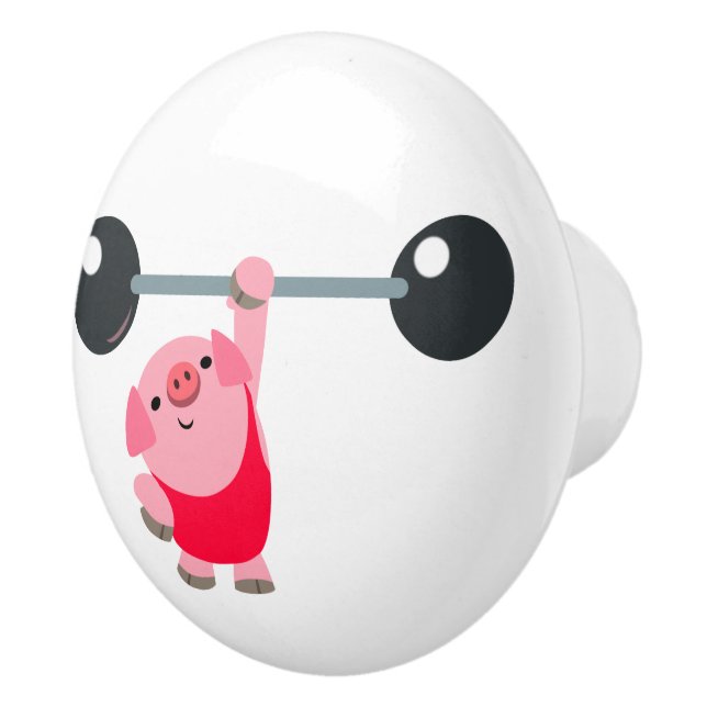 Bouton De Porte En Céramique Cartoon de levage de poids mignon (Droite)
