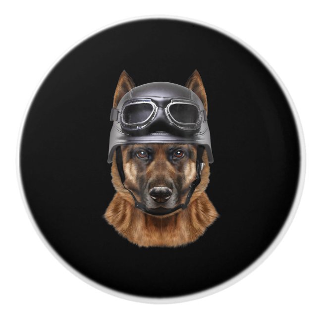 Bouton De Porte En Céramique Casque berger allemand pour chien cadeau pour le m (Devant)