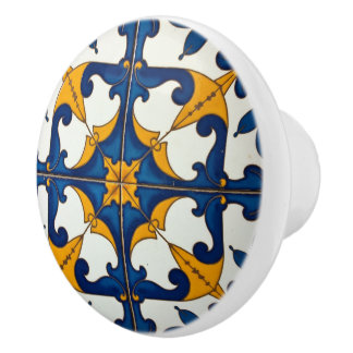 Bouton De Porte En Céramique Celestial Flourish Azulejo