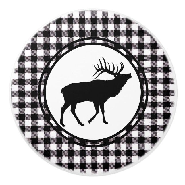 Bouton De Porte En Céramique Ceramic Black Plaid (Devant)