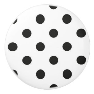Bouton De Porte En Céramique Ceramic Knob - Blanc avec Pois noirs