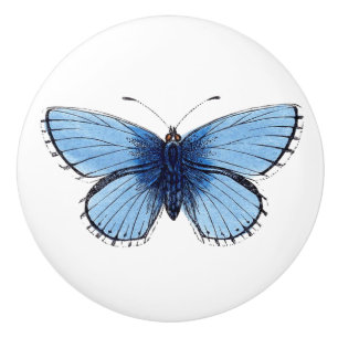 Bouton De Porte En Céramique Ceramic Knob - Blue Butterfly