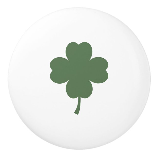 Bouton De Porte En Céramique Ceramic Knob with Lucky 4 Leaf Clover Design (Devant)