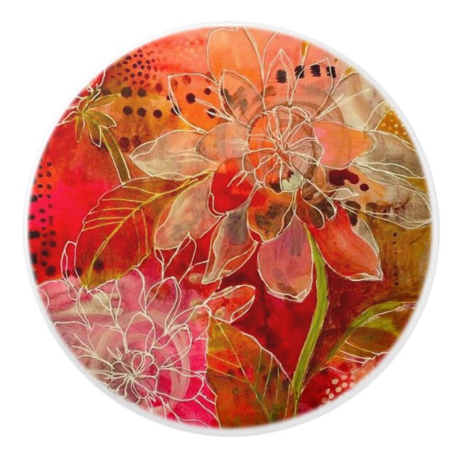 Bouton De Porte En Céramique Ceramic Knobs - Fleurs Silk Art (Devant)