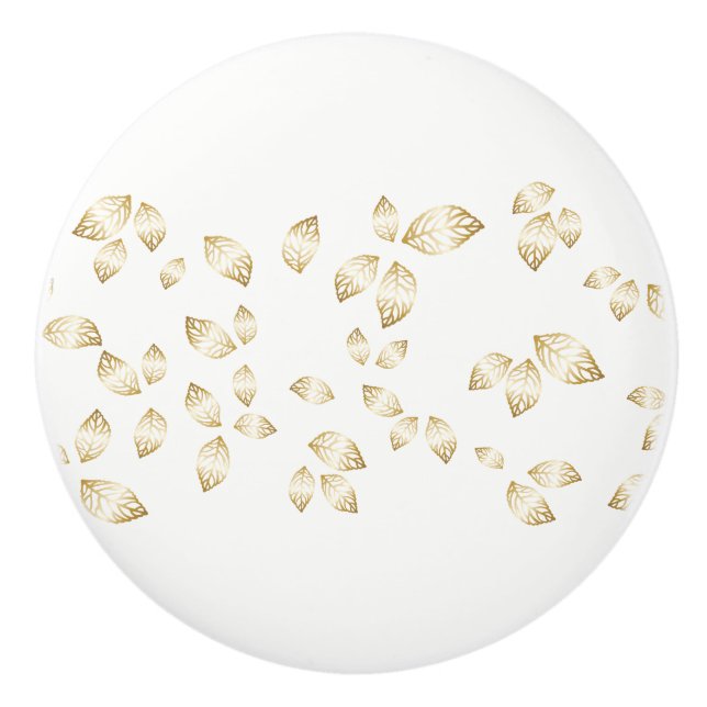 Bouton De Porte En Céramique Céramique Feuilles Knob-Gold (Devant)