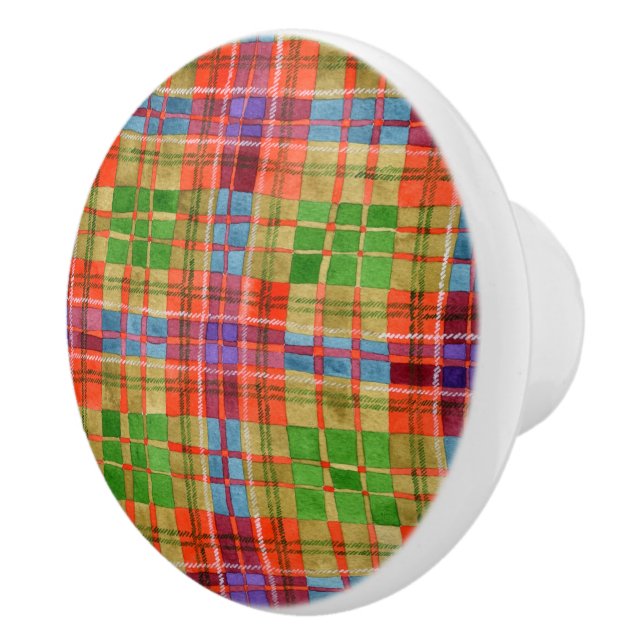 Bouton De Porte En Céramique Céramique MAC RAE TARTAN Knob (Droite)