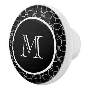 Bouton De Porte En Céramique Cercles de chevauchement Monogramme personnalisé