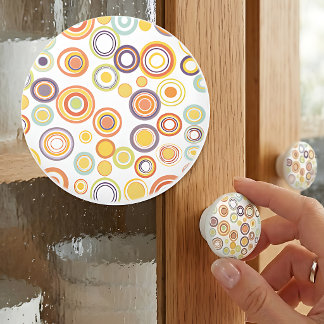 Bouton De Porte En Céramique Cercles Rétro Automne