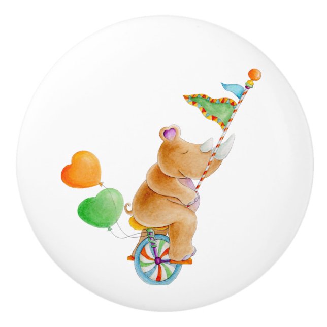 Bouton De Porte En Céramique cerf-volant de rhinocéros Brown (Devant)