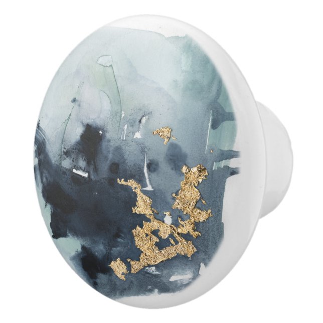 Bouton De Porte En Céramique Cerulean & Or (Droite)