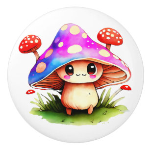 Bouton De Porte En Céramique Champignons mignons