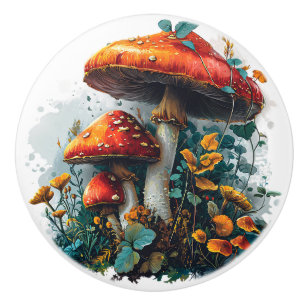 Bouton De Porte En Céramique Champignons Style Vintage rétro