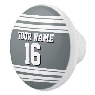 Bouton De Porte En Céramique Charcoal Grey White Team Jersey Custom Numéro Nom