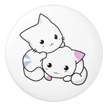 Bouton de porte en céramique. Chat.
