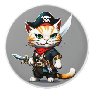 Bouton De Porte En Céramique Chat de pirate, Mobilier pour enfant, chambre