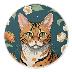 Bouton De Porte En Céramique Chat Exotique #8 Tête en céramique