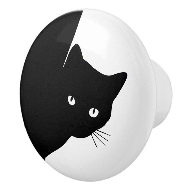 Bouton De Porte En Céramique Chat noir (Droite)