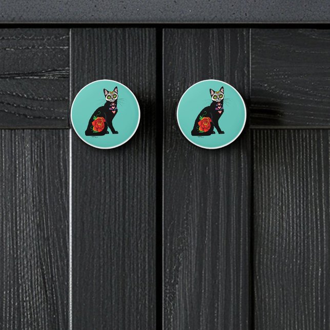 Bouton De Porte En Céramique Chat noir de Sugar (Créateur téléchargé)