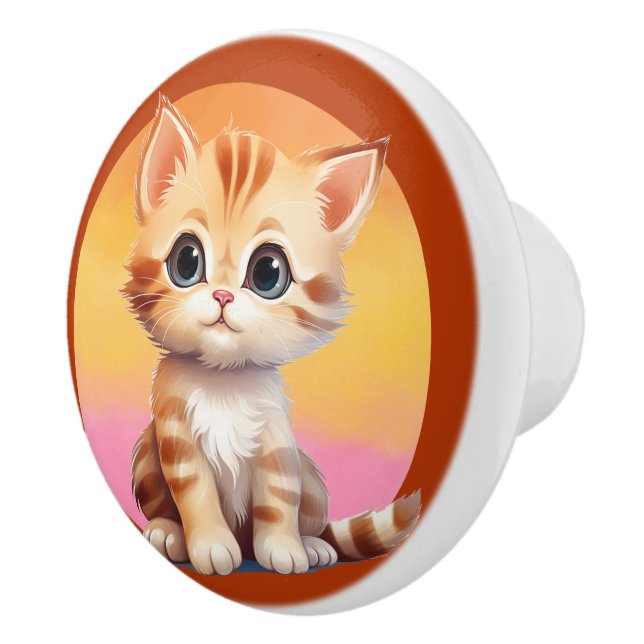 Bouton De Porte En Céramique Chaton bébé mignonne (Droite)
