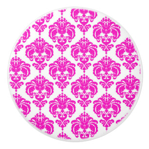 Bouton De Porte En Céramique Chaud rose blanc Damas Élégant Chic Dresser Chambr