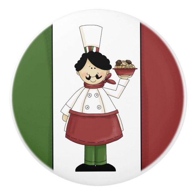 Bouton De Porte En Céramique Chef italien #3 (Devant)