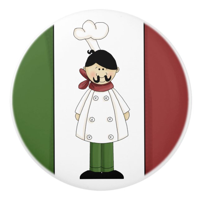 Bouton De Porte En Céramique Chef italien #5 (Devant)