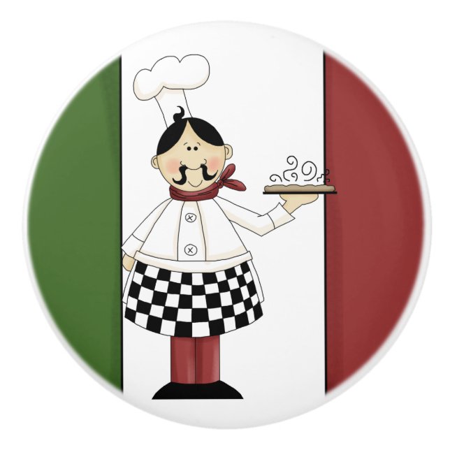 Bouton De Porte En Céramique Chef italien #7 (Devant)
