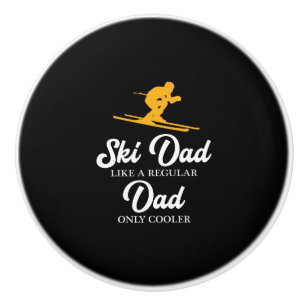 Bouton De Porte En Céramique Chemise drôle de papa de ski - hiver de père de