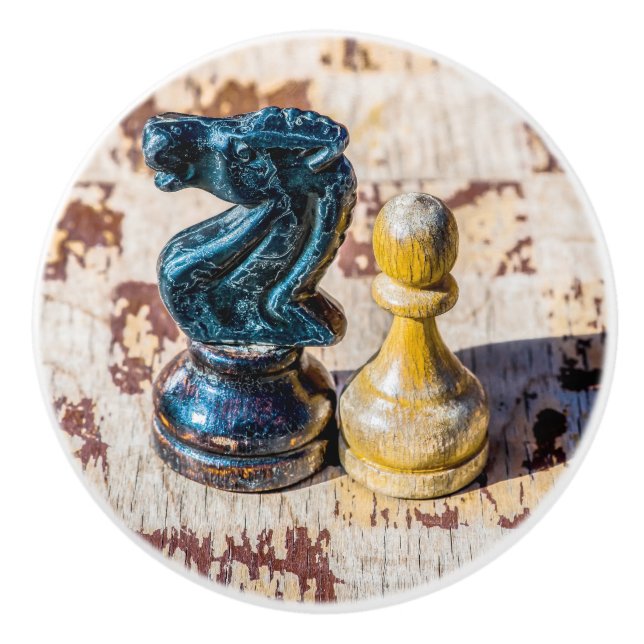 Bouton De Porte En Céramique Chess Pawn et Knight - anciens combattants (Devant)