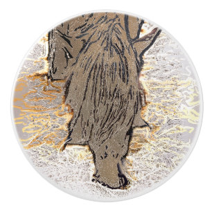 BOUTON DE PORTE EN CÉRAMIQUE CHEVAL BROWN