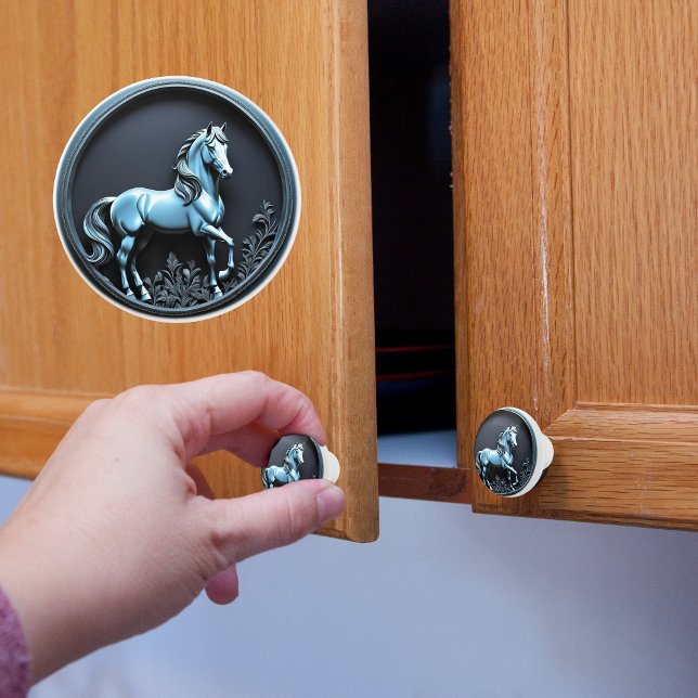 Bouton De Porte En Céramique Cheval d'argent (Créateur téléchargé)