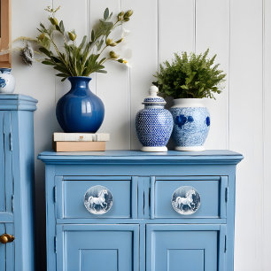 Bouton De Porte En Céramique Cheval d'hiver blanc magique