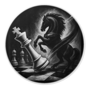 Bouton De Porte En Céramique Cheval Noir Dramatique vs Roi - Oeuvre audacieuse 