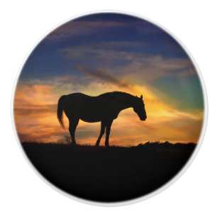 Bouton De Porte En Céramique Cheval Sunset du Sud-Ouest Knows et Pulls