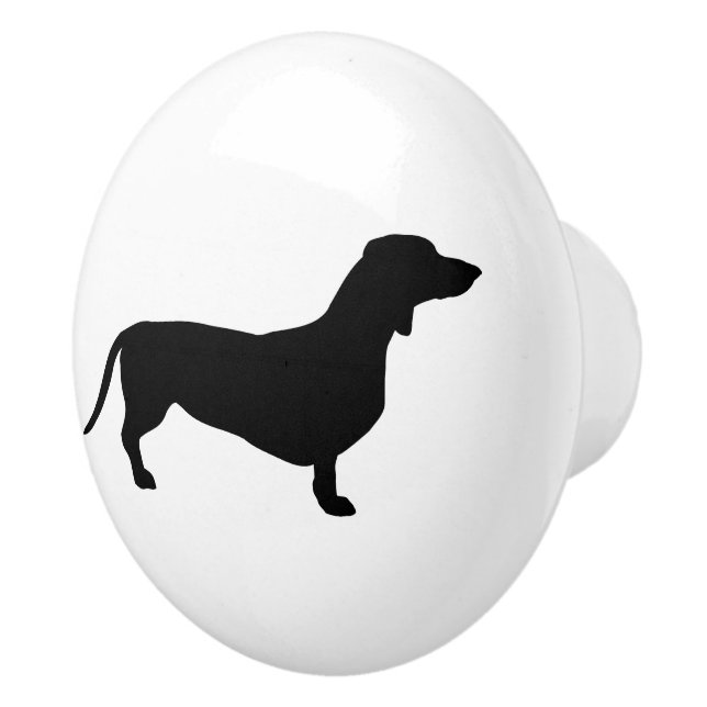 Bouton De Porte En Céramique Cheveux courts Dachshund - Silhouette 1 (Droite)