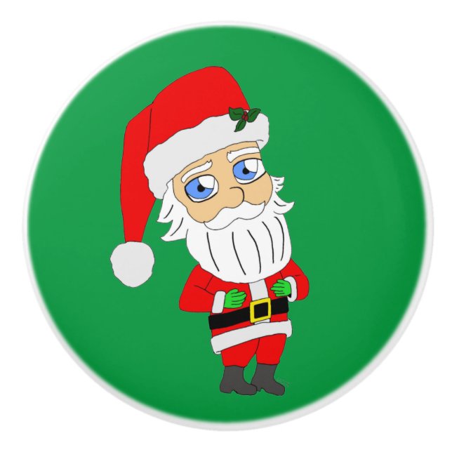 Bouton De Porte En Céramique chibi santa claus (Devant)