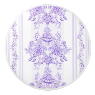Bouton De Porte En Céramique Chic de Chabby, lavande, toile, motif, floral, Vic