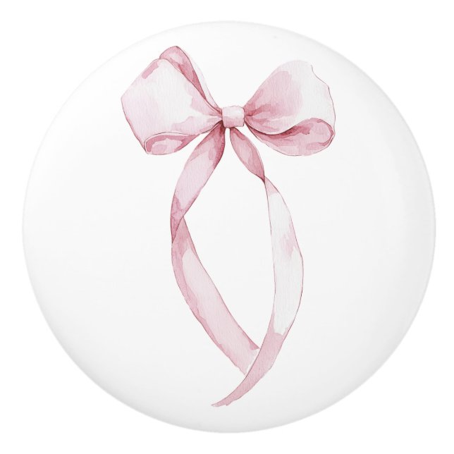 Bouton De Porte En Céramique Chic Rose Girl Bow (Devant)