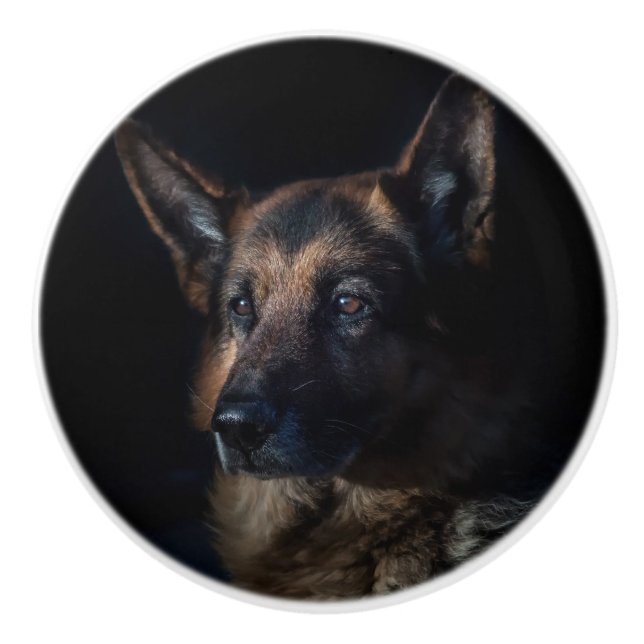 Bouton De Porte En Céramique Chien berger allemand (Devant)