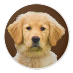 Bouton De Porte En Céramique Chien de golden retriever