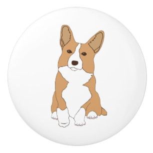 Bouton De Porte En Céramique Chien de Pembroke Welsh Corgi