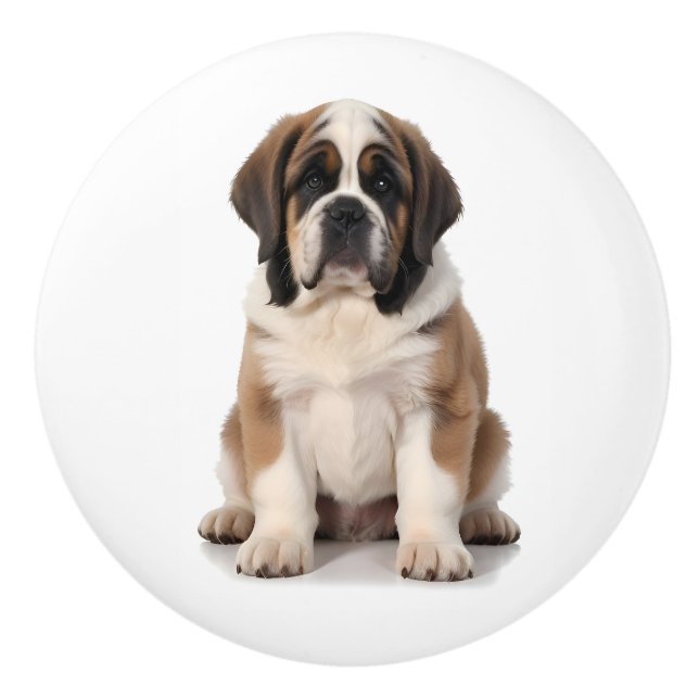 Bouton De Porte En Céramique Chien de St. Bernard (Devant)