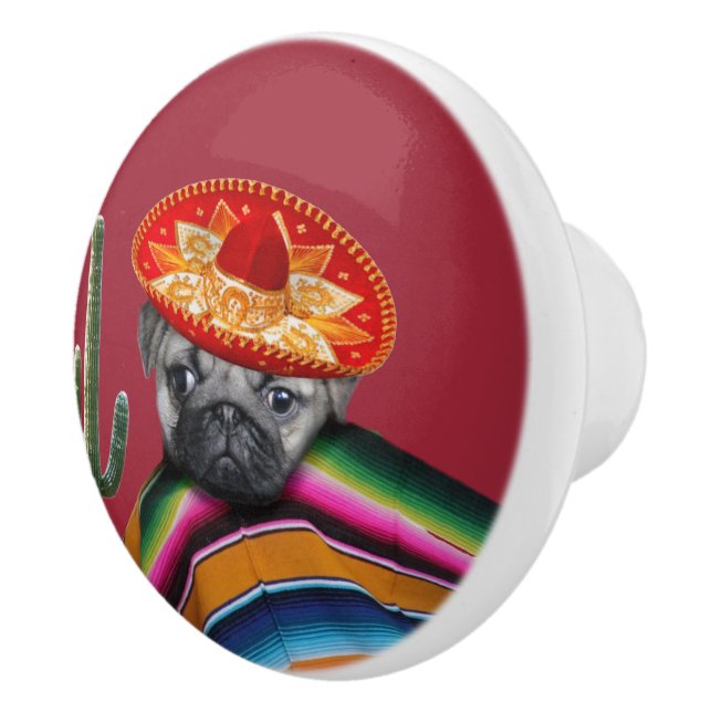Bouton De Porte En Céramique Chien mexicain de carlin (Droite)