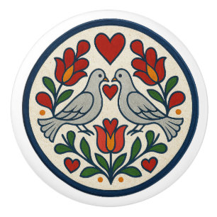 Bouton De Porte En Céramique Chiffre de signe hex hex hollandais Dove et Tulip