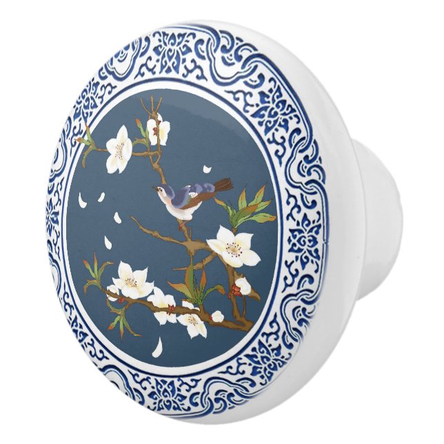 Bouton De Porte En Céramique Chinoiserie vintage Chinese Bird-flower Art (Droite)