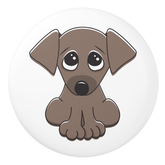 Bouton De Porte En Céramique Chiot mignon (Devant)