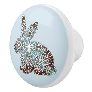 Bouton De Porte En Céramique Chocolat et blues de Mandala Rabbit