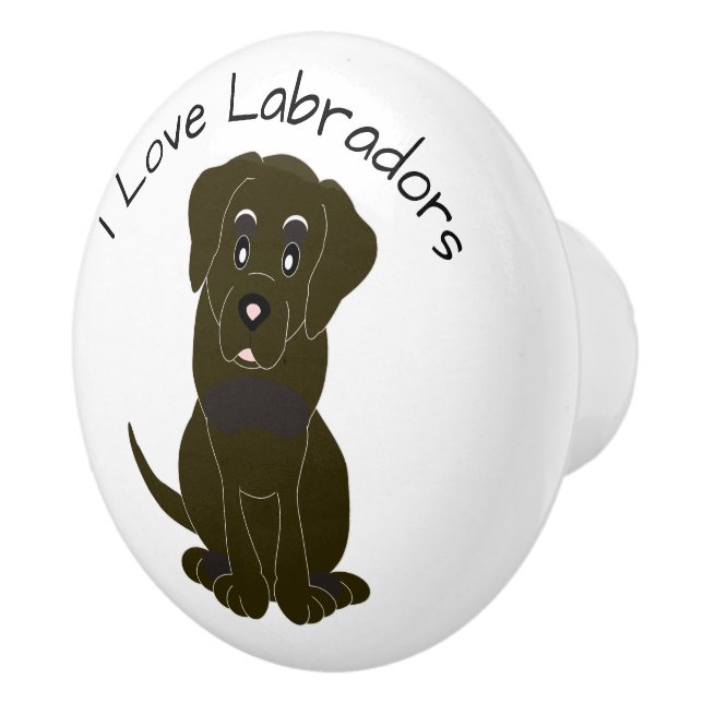 Bouton De Porte En Céramique Chocolate Labrador Dog Design (Droite)